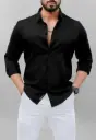 Men Solid Casual Black Shirt 