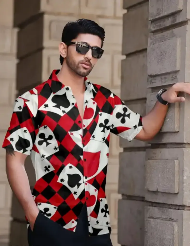 Mens Multicolour Floral Printed Lycra Shirt-101