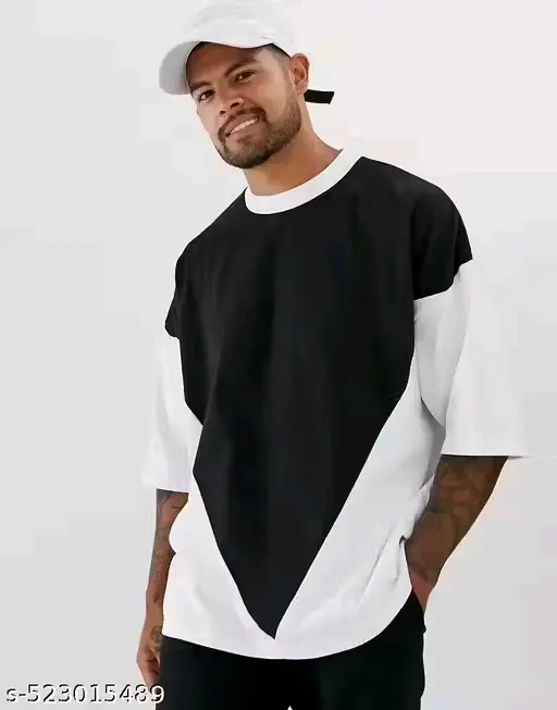 Two colour down sholder t-shirt for men - 107