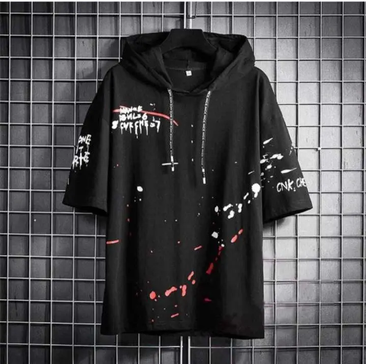 PRINTER T-SHIRT WITH HOOD- FOR MEN - 109